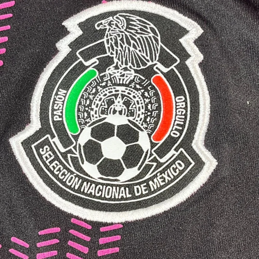 Adidas Boys Mexico 2021 National Soccer Team Black & Pink Aeroready Jersey Small - Picture 9 of 9